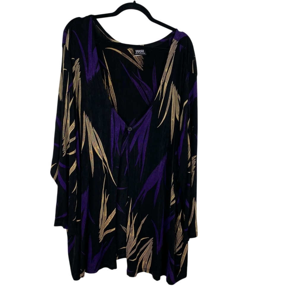 Baranda Woman's Cardigan Black Sz 4X Open Front Career Church Mature